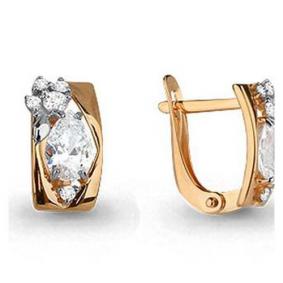 Золотые серьги AQUAMARINE 43903 с Swarovski 43903 фото