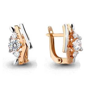 Золотые серьги AQUAMARINE 43913 с фианитом и Swarovski 43913 фото