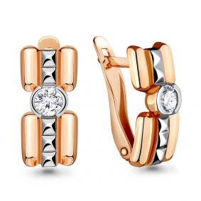 Золотые серьги AQUAMARINE 43936 с фианитом 43936 фото