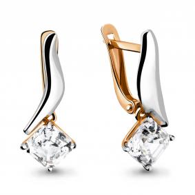 Золотые серьги AQUAMARINE 43947 с Swarovski 43947 фото