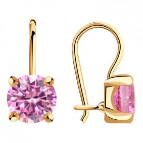 Золотые серьги AQUAMARINE 44128Р с фианитом 44128Р фото