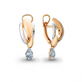 Золотые серьги AQUAMARINE 44896 с фианитом 44896 фото