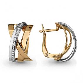 Золотые серьги AQUAMARINE 45003А с фианитом 45003А фото