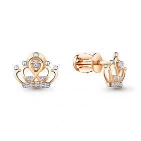 Золотые серьги AQUAMARINE 45011А с фианитом 45011А фото