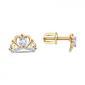 Золотые серьги AQUAMARINE 45012 с фианитом 45012 фото