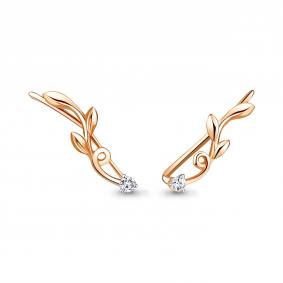 Золотые серьги AQUAMARINE 45019 с фианитом 45019 фото