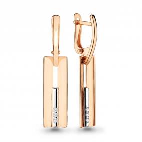 Золотые серьги AQUAMARINE 45024 с фианитом 45024 фото