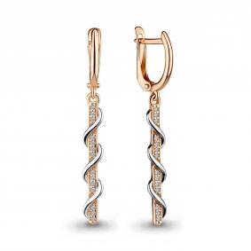 Золотые серьги AQUAMARINE 45025А с фианитом 45025А фото