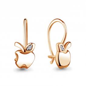 Золотые серьги AQUAMARINE 45053А с фианитом 45053А фото