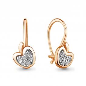 Золотые серьги AQUAMARINE 45054А с фианитом 45054А фото