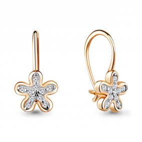 Золотые серьги AQUAMARINE 45056А с фианитом 45056А фото