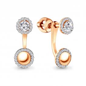 Золотые серьги-трансформеры AQUAMARINE с фианитом 45176А 45176А фото