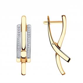 Золотые серьги AQUAMARINE 45191А с фианитом 45191А фото