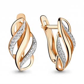 Золотые серьги AQUAMARINE 45226А с фианитом 45226А фото