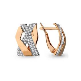 Золотые серьги AQUAMARINE 45257А с фианитом 45257А фото