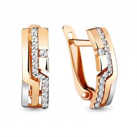 Золотые серьги AQUAMARINE 45311А с фианитом 45311А фото