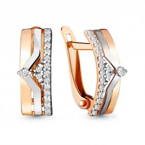 Золотые серьги AQUAMARINE 45312А с фианитом 45312А фото