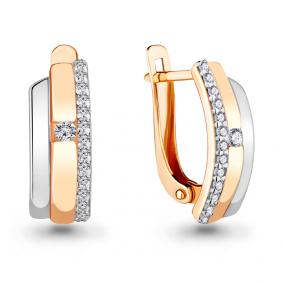 Золотые серьги AQUAMARINE 45314А с фианитом 45314А фото