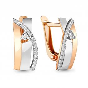 Золотые серьги AQUAMARINE 45317А с фианитом 45317А фото