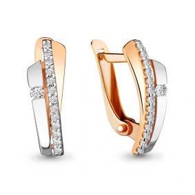 Золотые серьги AQUAMARINE 45321А с фианитом 45321А фото