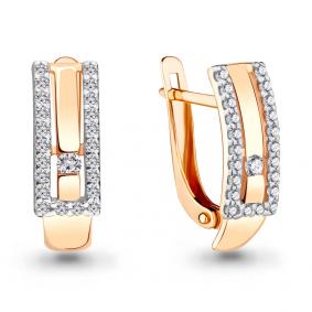 Золотые серьги AQUAMARINE 45322А с фианитом 45322А фото