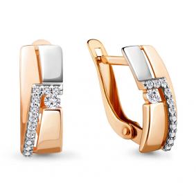 Золотые серьги AQUAMARINE 45323А с фианитом 45323А фото