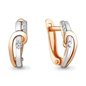 Золотые серьги AQUAMARINE 45328А с фианитом 45328А фото