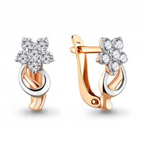 Золотые серьги AQUAMARINE 45365А с фианитом 45365А фото