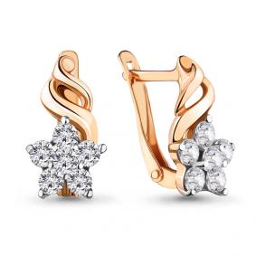 Золотые серьги AQUAMARINE 45366А с фианитом 45366А фото