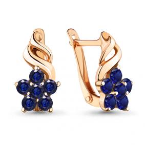 Золотые серьги AQUAMARINE 45366Б с гидротермальным сапфиром 45366Б фото
