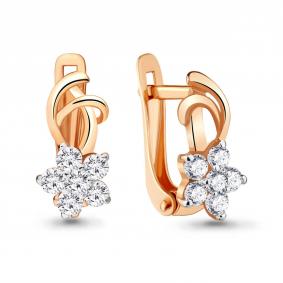 Золотые серьги AQUAMARINE 45367А с фианитом 45367А фото