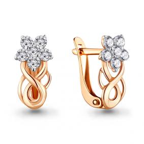 Золотые серьги AQUAMARINE 45368А с фианитом 45368А фото