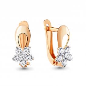 Золотые серьги AQUAMARINE 45370А с фианитом 45370А фото