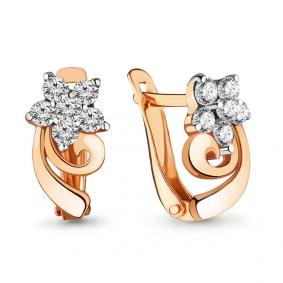 Золотые серьги AQUAMARINE 45371А с фианитом 45371А фото