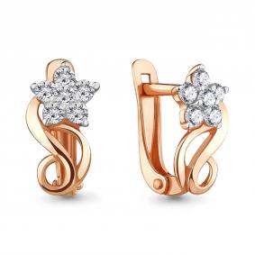 Золотые серьги AQUAMARINE 45372А с фианитом 45372А фото