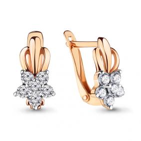 Золотые серьги AQUAMARINE 45373А с фианитом 45373А фото