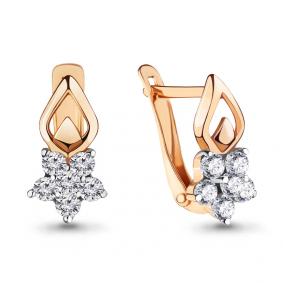 Золотые серьги AQUAMARINE 45375А с фианитом 45375А фото