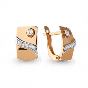 Золотые серьги AQUAMARINE 45430 с фианитом 45430 фото