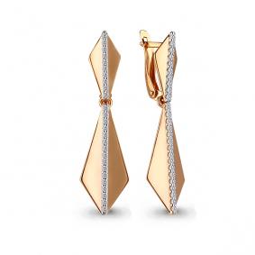 Золотые серьги AQUAMARINE 45447А с фианитом 45447А фото