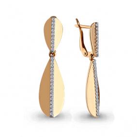 Золотые серьги AQUAMARINE 45448А с фианитом 45448А фото