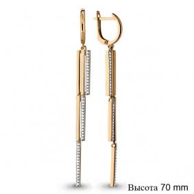 Золотые серьги AQUAMARINE 45465А с фианитом 45465А фото
