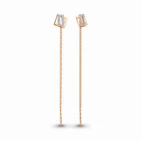 Золотые серьги AQUAMARINE 45485А с фианитом 45485А фото