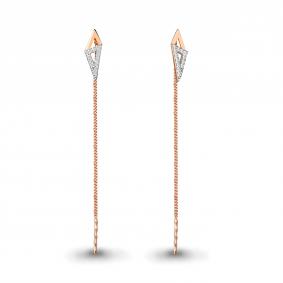 Золотые серьги AQUAMARINE 45486А с фианитом 45486А фото