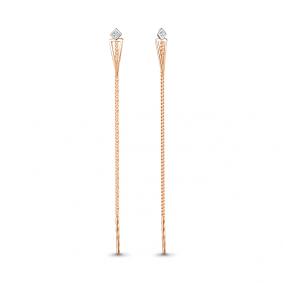 Золотые серьги AQUAMARINE 45487 с фианитом 45487 фото