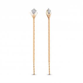 Золотые серьги AQUAMARINE 45488 с фианитом 45488 фото