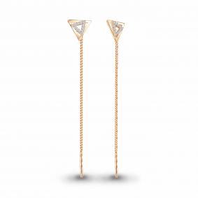 Золотые серьги AQUAMARINE 45489А с фианитом 45489А фото