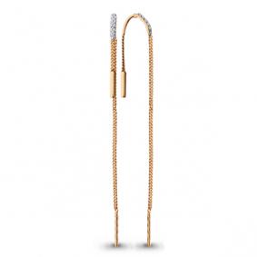 Золотые серьги AQUAMARINE 45490 с фианитом 45490 фото