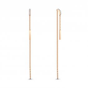 Золотые серьги AQUAMARINE 45490А с фианитом 45490А фото