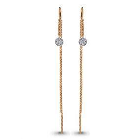 Золотые серьги AQUAMARINE 45491А с фианитом 45491А фото