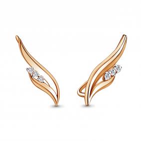 Золотые серьги AQUAMARINE 45504 с фианитом 45504 фото